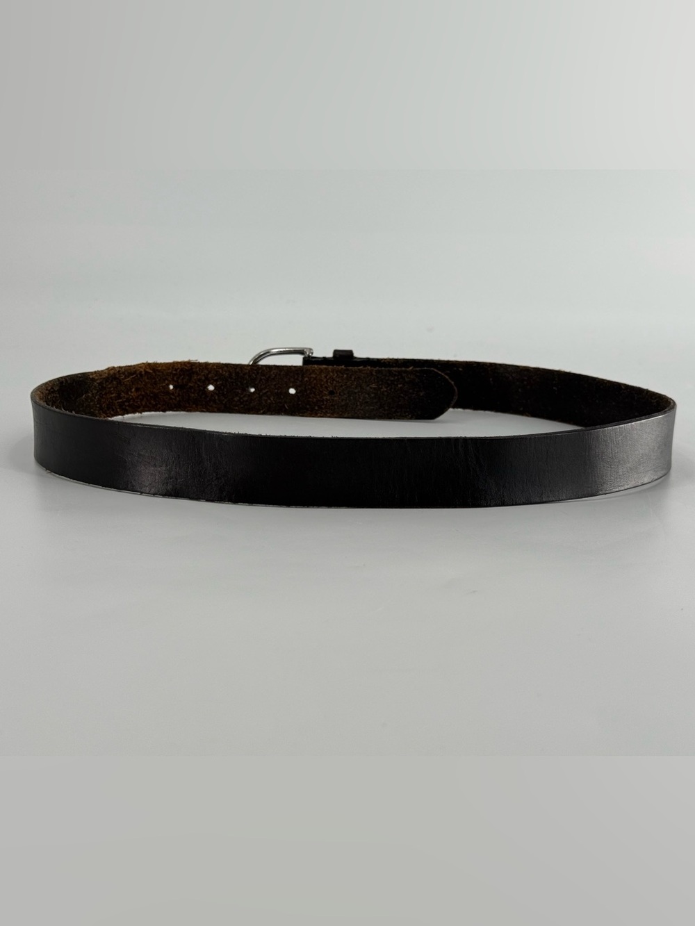 Vintage Very Worn Black Leather Belt 34 - Picture 4 of 8